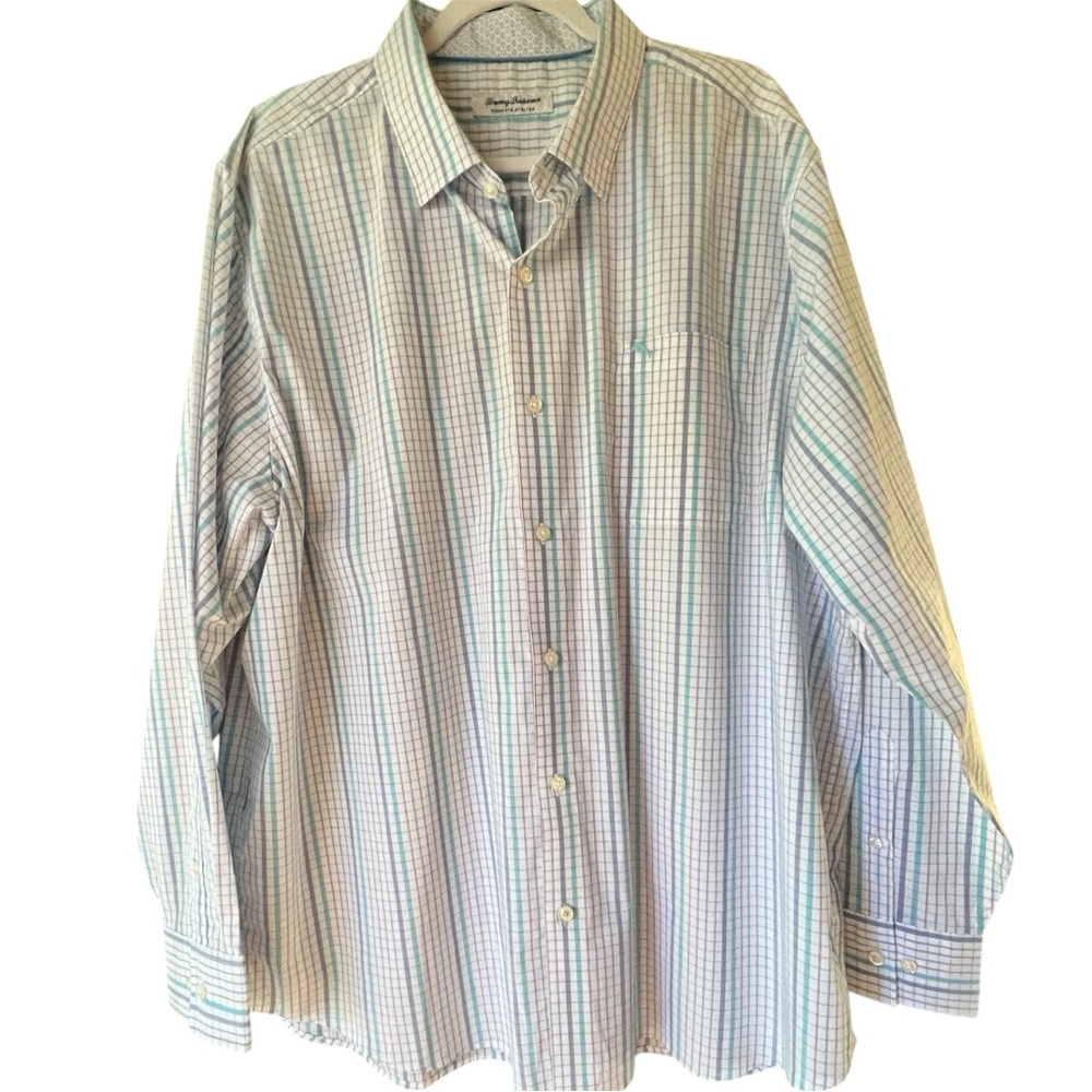 NWT Tommy Bahama Mens XXL Plaid Sarasota Stretch IslandZone Long Sleeve Shirt